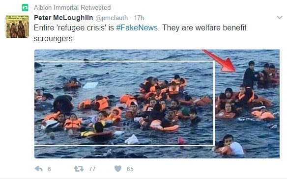 Picture of drowning migrants labelled 'scroungers'