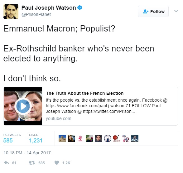 Tweet by wanker about Macron