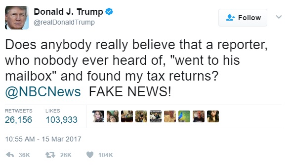 Trump tweet about reporter