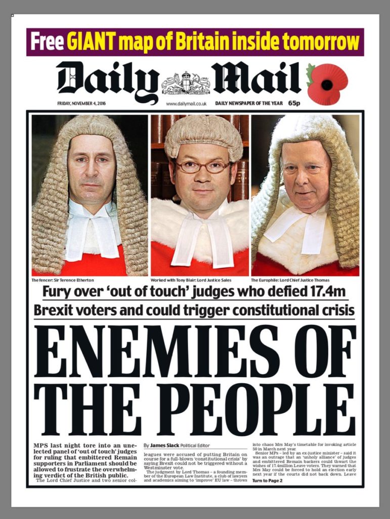 Daily Cunt "Enemies of the People" headline