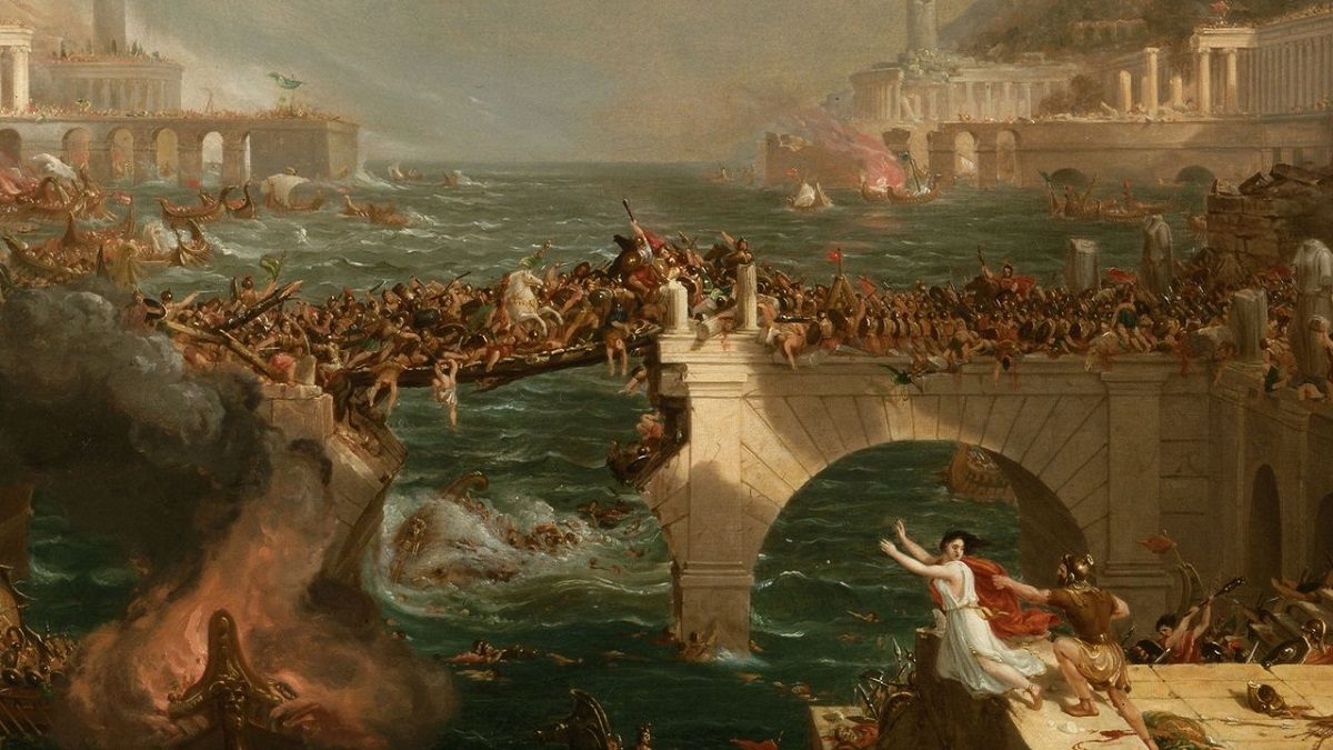 Barbarians enter gates of Rome
